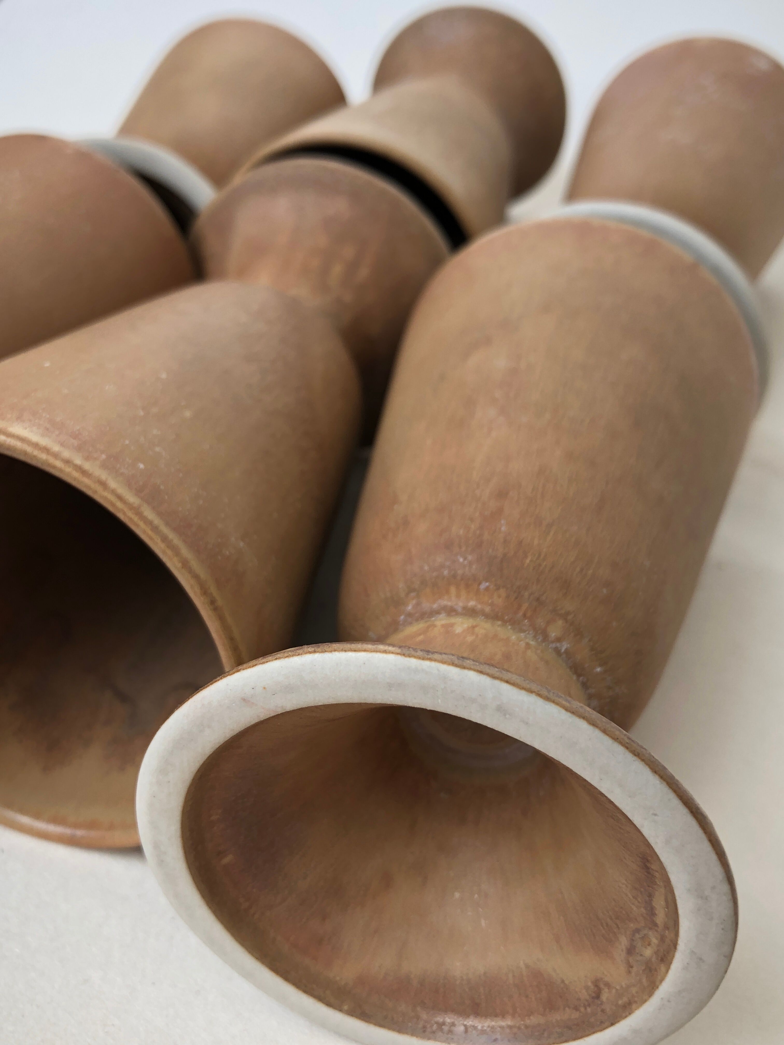 Set of 6 mugs mazagran in brown sandstone