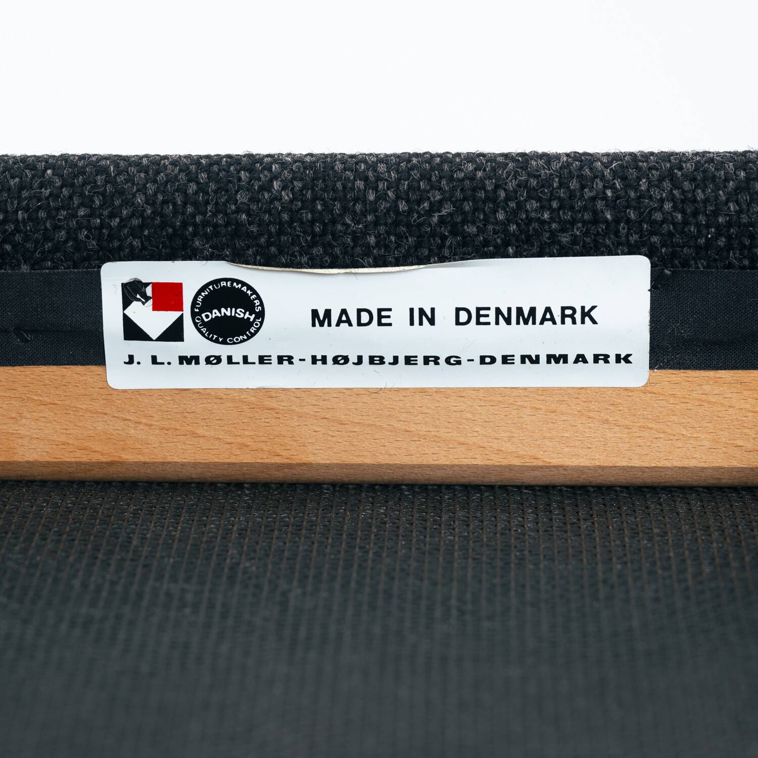 Niel O Moller teak stool 80a with black wool fabric, Denmark, 1960s