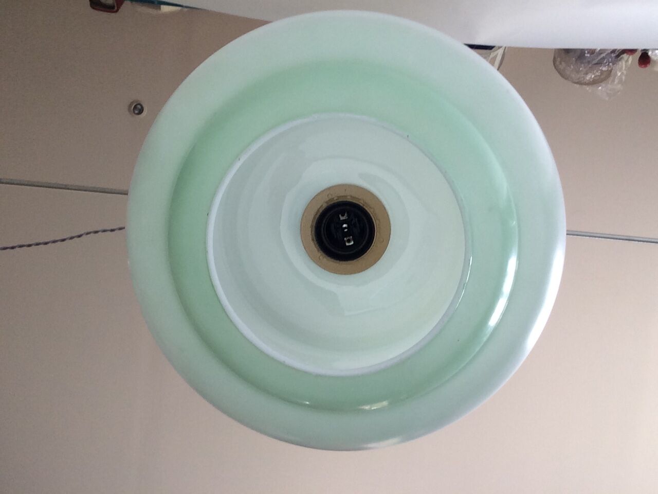 Green opaline ceiling lamp