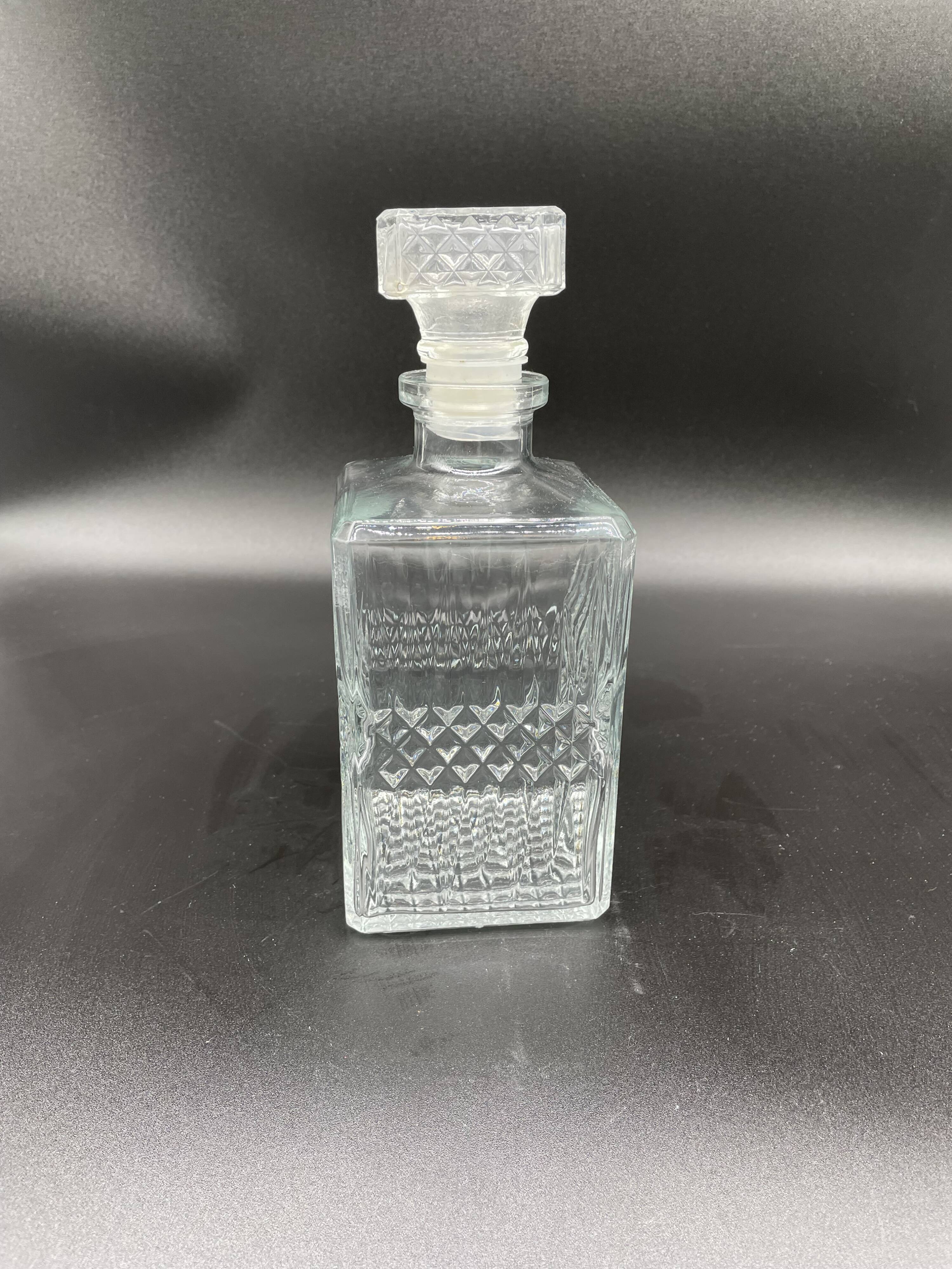 Vintage, whisky decanter, bottle, pitcher, cap, diamond decoration, spikes, 1960s, 1970s, Glass