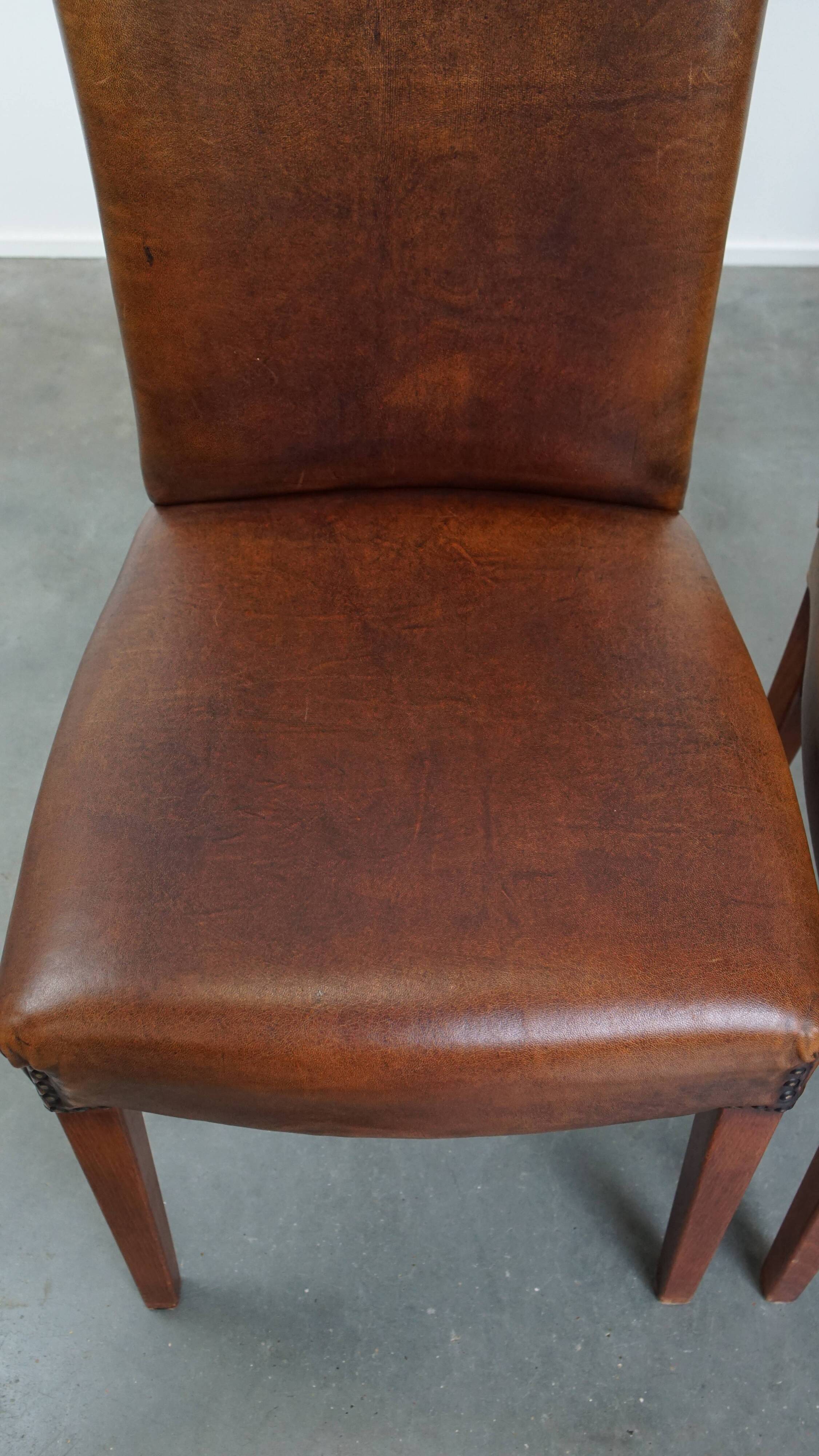 Set of 4 Sheepskin Leather Dining Chairs