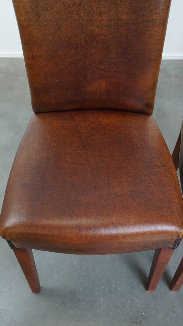 Ensemble de 4 chaises de salle à manger en cuir de mouton