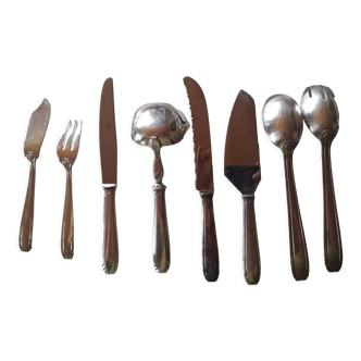 Set of 64 place settings in plated silver, hallmarked, dating from 1955