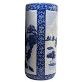Blue and white porcelain umbrella stand, landscape decoration, 1970s-1990s