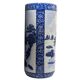 Porte-parapluies en porcelaine bleue et blanche, décor de paysage, années 1970-1990