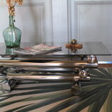 Chrome & smoked glass coffee table