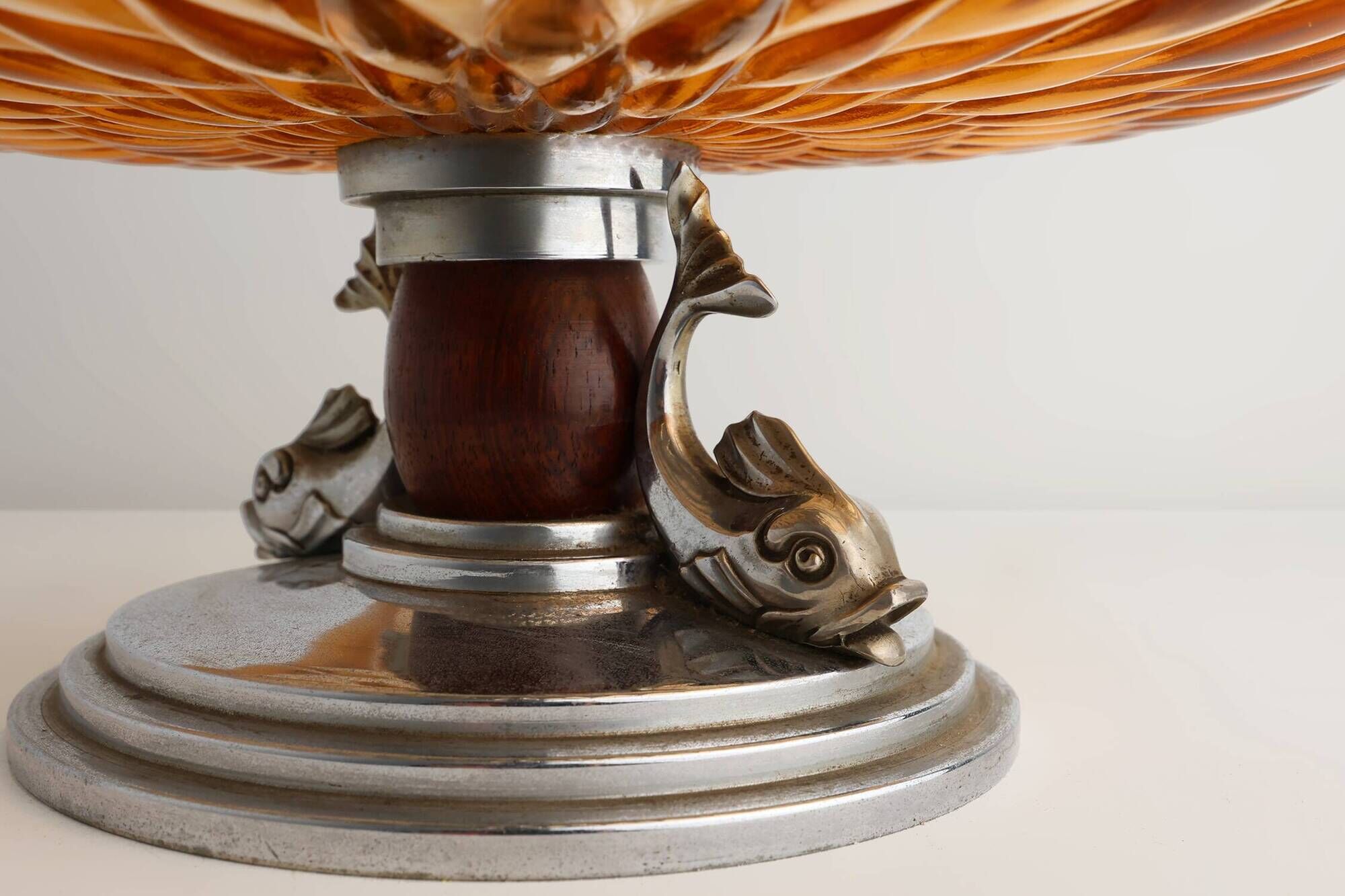 Art Deco Glass and Metal Fruit Bowl, France, circa 1940