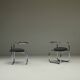 Set of 2 chrome side chairs, 1970s Italy.