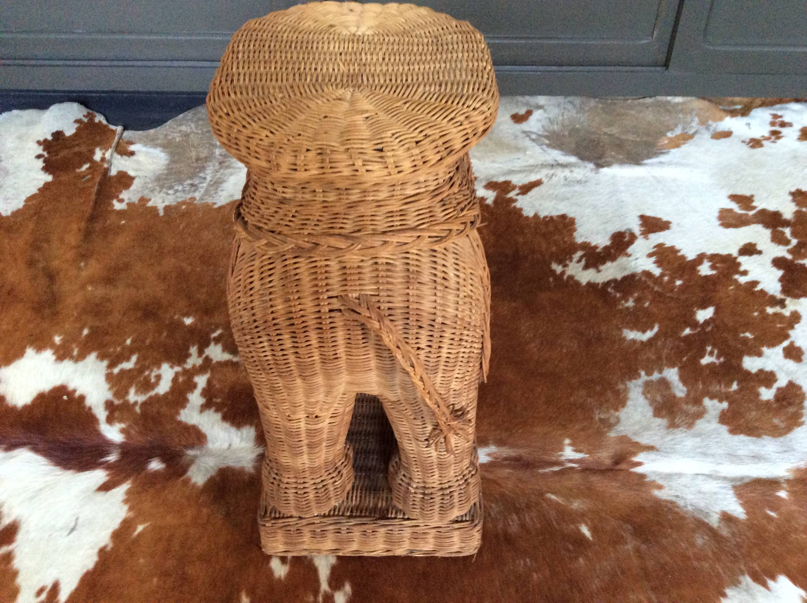 Wicker elephant side table
