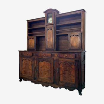 Bressan cupboard with Louis XV style clock in oak and elm