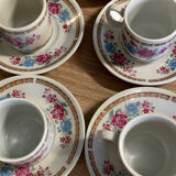 Tea set or coffee rose flowers 6 cups 5 under cups
