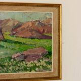 Mid-century oil painting "Mountain Scene"