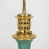 Pair of Paris porcelain and gilt bronze lamps. Circa 1850.