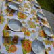 Nappe à fleurs en coton/lin vintage
