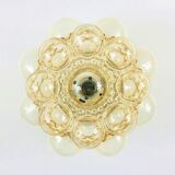 Plafonnier ou lampe à encastrer en verre à bulles ambré par Helena Tynell pour Limburg, Allemagne, années 1960