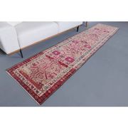 1970s Vintage Turkish Hand-Knotted Wool Cotton Beige Runner Rug 80x348