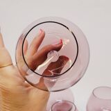 6 anciens verres à cognac en cristal de couleur prune