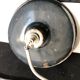 Pair of workshop pendant lights in grey/white enamelled sheet metal