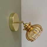 Vintage amber glass globe wall light