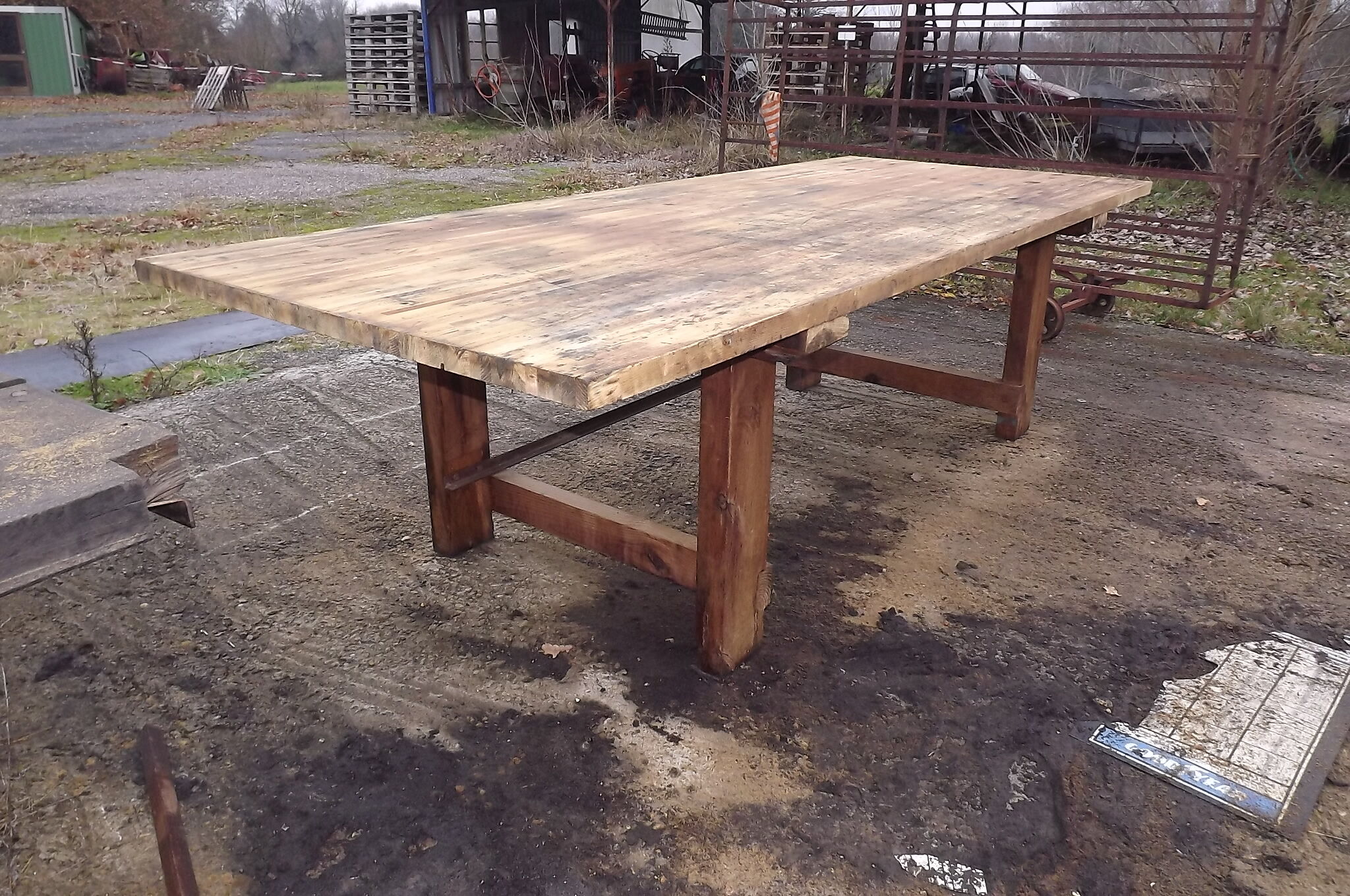 Garage established old pine table