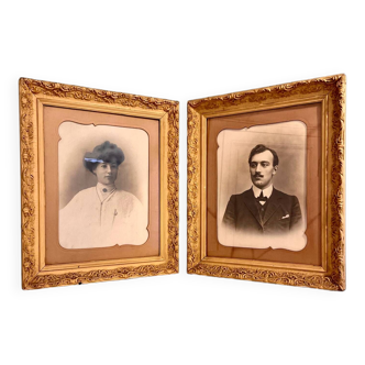 Pair of 19th century portrait photos by Pierre Grandjean