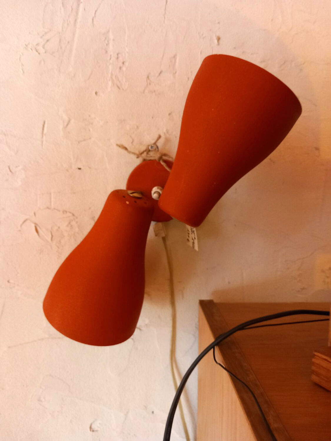 Double wall lamp in metal and brass 1950