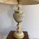 Antique table lamp in marble and tapestry
