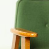 Modern fauteuil chêne clair vert forêt velvet 1962 design by Chierovski milieu de siècle