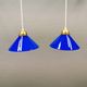 Two lamps in double layered glass with brass top. Danish and estimated from the 1960s