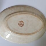 Ancient dish made of blue iron earth, birds, large depot Paris, 19th century