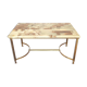 Coffee table marble onyx and gilded metal