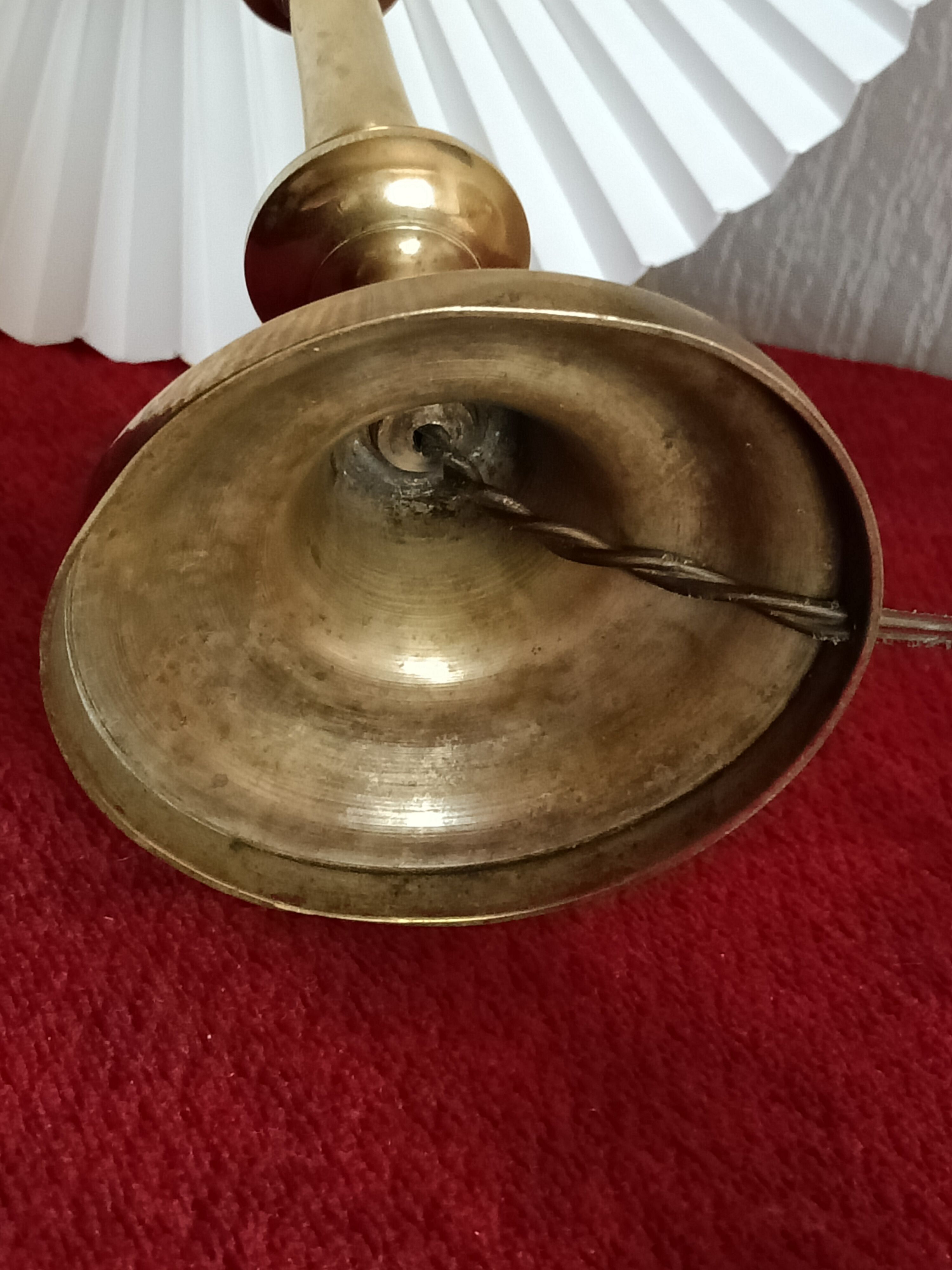 Pair of bronze bedside lamps with pleated lampshade