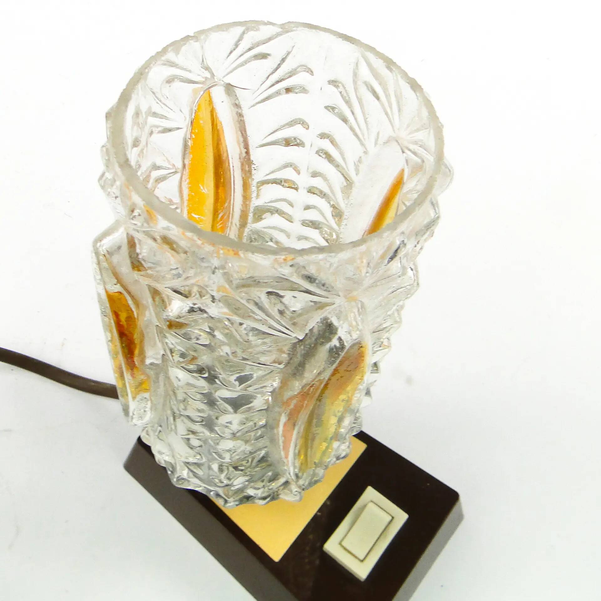 Mid-century modern bedside lamp, glass, Germany, 1970s