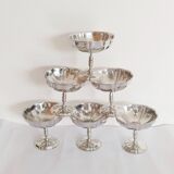 Set of 6 ice cream or sorbet cups, in 18/10 stainless steel, 1970s (ref. 19)