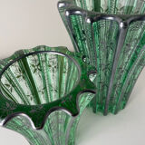 Ensemble de deux vases Pierre D’Avesn & Saint Graal Cristal c.1930 Art Déco
