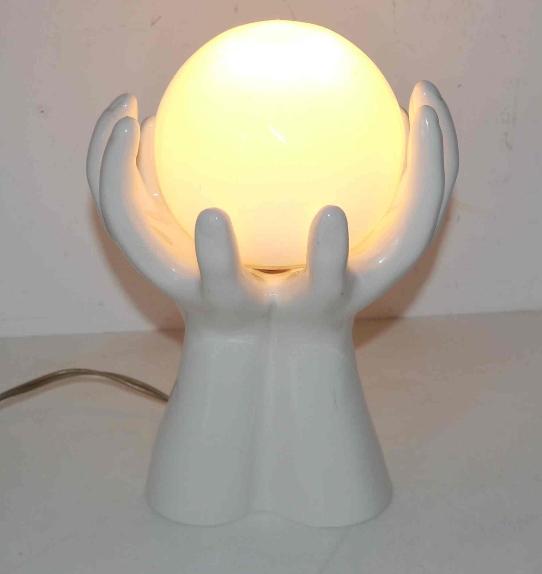 Ceramic lamp or night light "hands together" 60's
