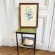 Vintage botanical board frame with blue flowers