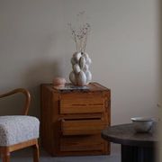 Free-standing primitive pine commode, mid-century Swedish, 1950s.