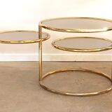 Gold-plated 3-tier turning top side table