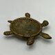 Vintage turtle ashtray in gilded brass, patinated animal-shaped catchall.