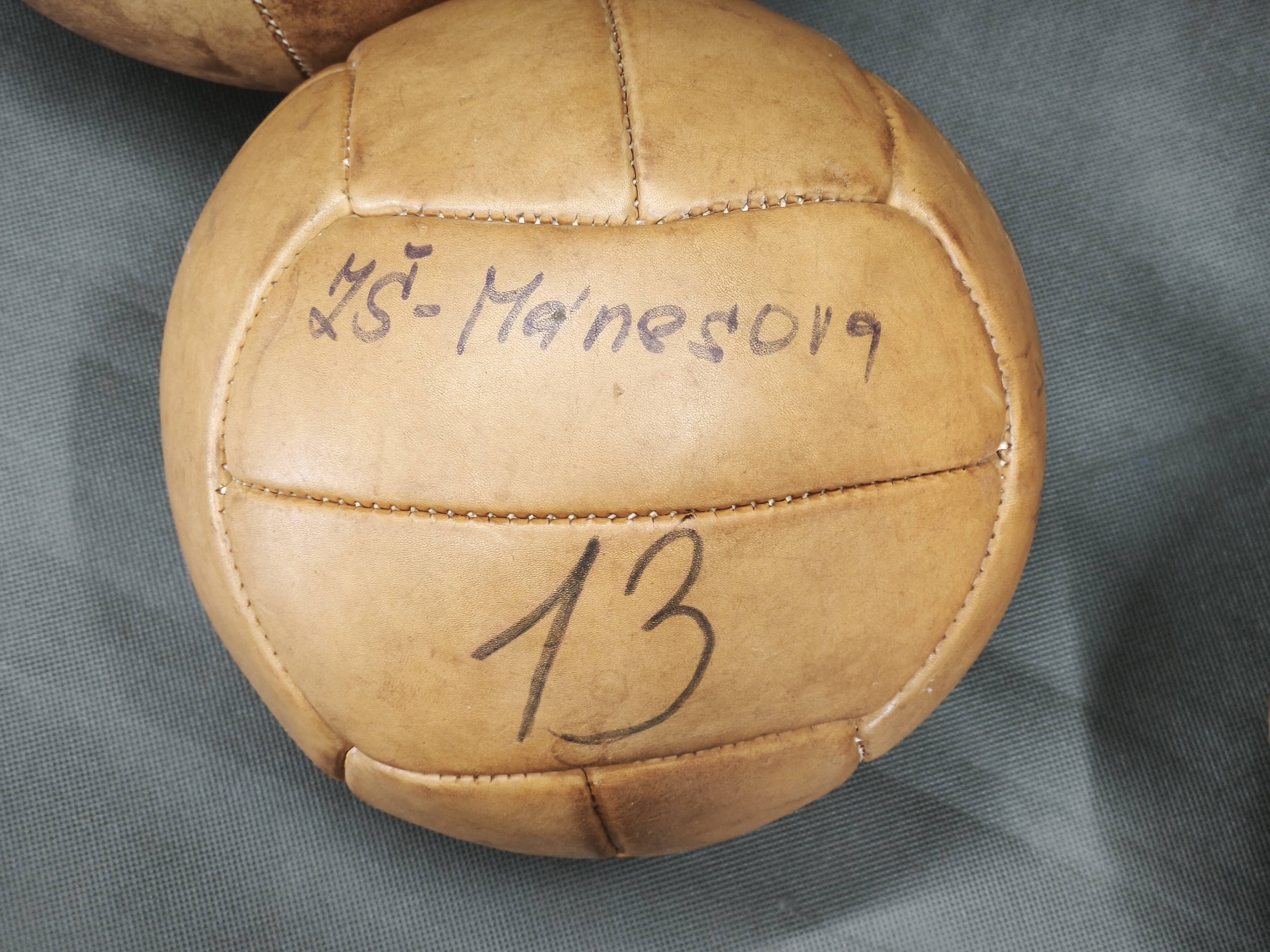 Set of Three Czech Leather Medicine Balls, 1950s
