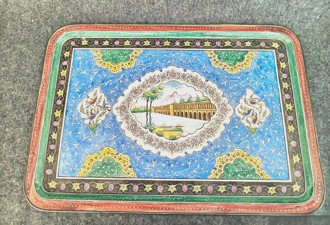 Antique tea service, Persian work, Baccarat crystal, enamels on copper