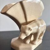 Art Deco polar bear vase in crackle-effect ceramic