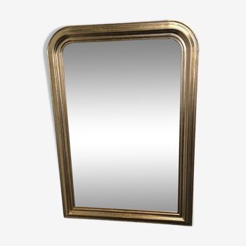 Ancien miroir style Louis Philippe doré avec miroir au mercure