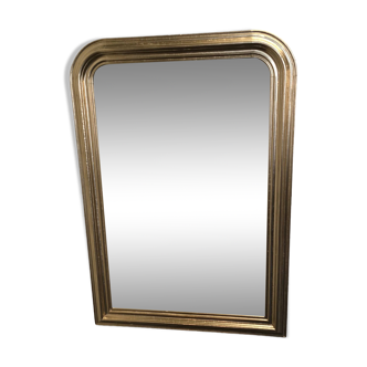 Ancien miroir style Louis Philippe doré avec miroir au mercure