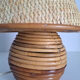 Paire de lampes en bambou et osier