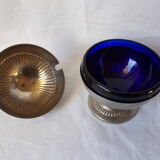 Metal sugar and blue glass