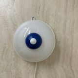 Vintage glass blue and white wall lamp sconce , 1970s