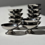 12 coupelles sur pied en acier inoxydable vintage