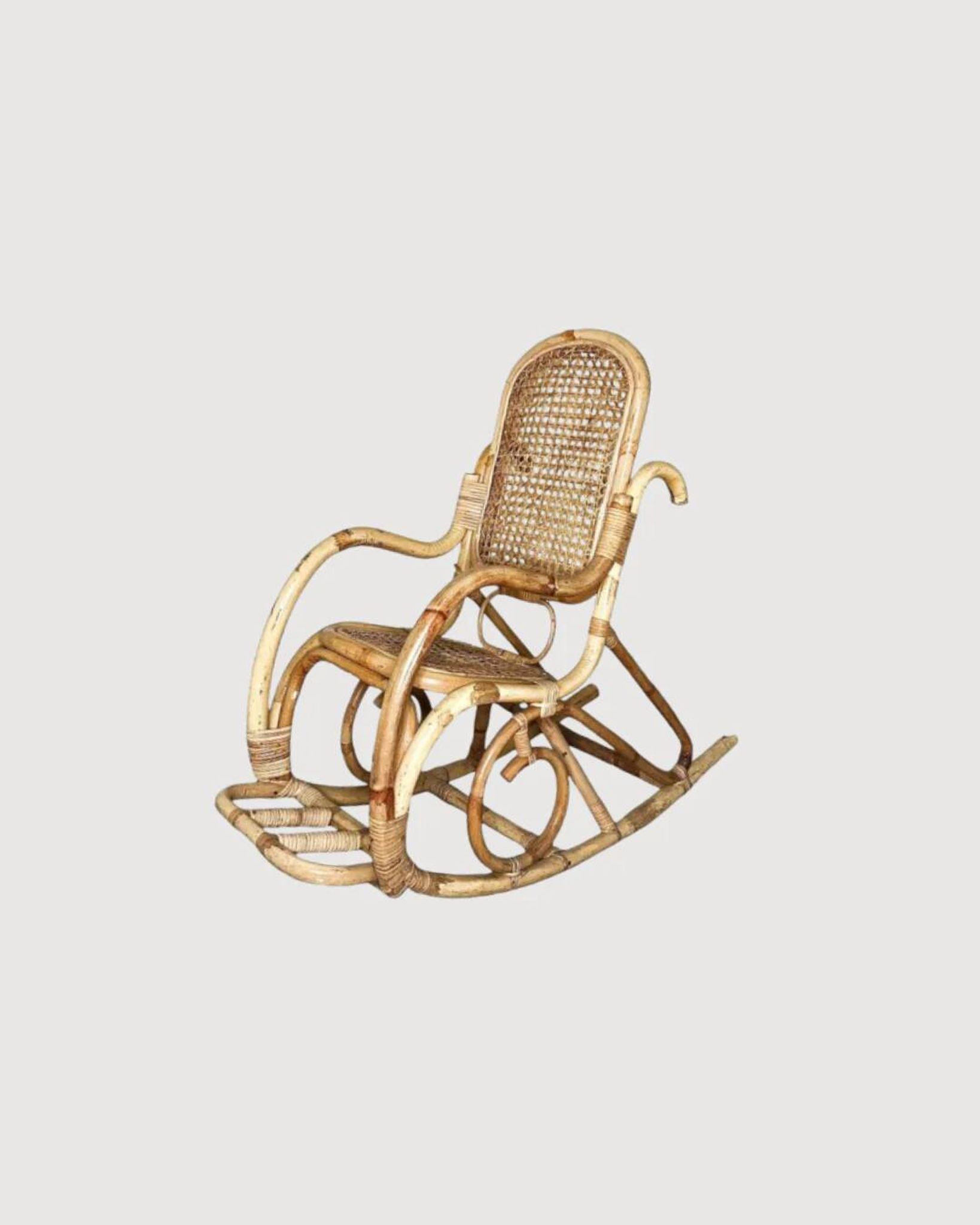 Rattan and cane rocking chair